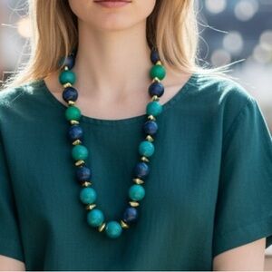 Vintage shades of blue beaded necklace